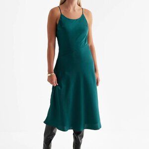 EXPRESS Satin Scoop Neck Midi Downtown Cami Slip Dress XS